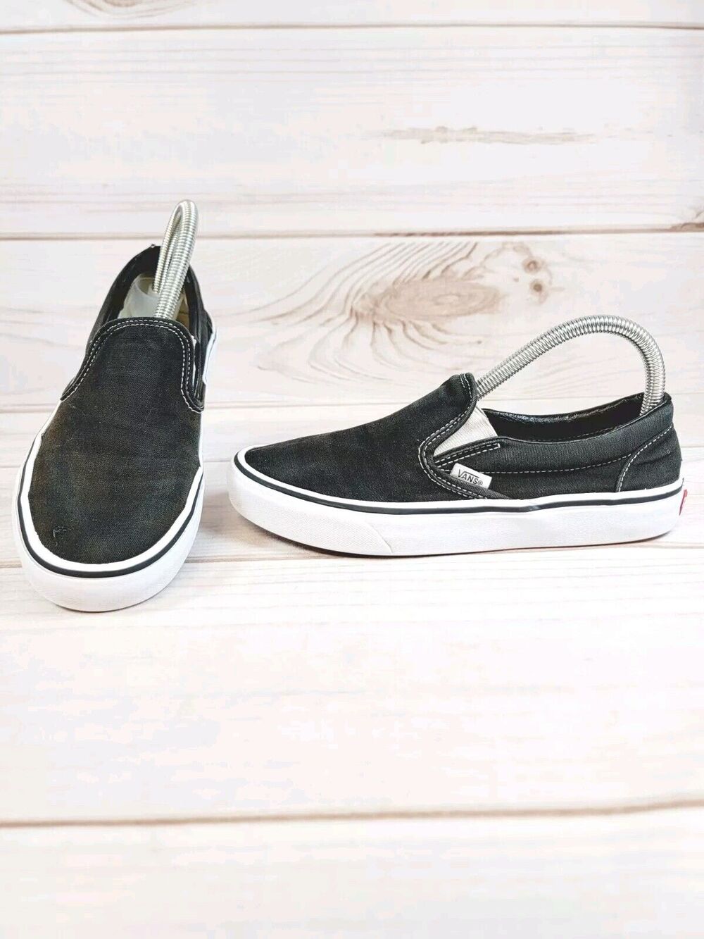 Vans 751505 Classic Slip-on Black True White Womens sz 8.5 Shoes Mens 7 Shoes